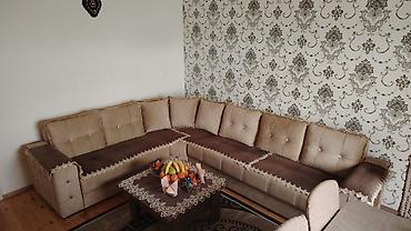 Divan və masa dəstləri: Künc divan dəsti - Forma: L‑şəkilli künc divan - Rəng: Açıq bej — 1