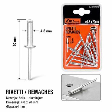 KMT slepe zakovice 4.8 × 20 mm – set 12 kom - Namena: univerzalne