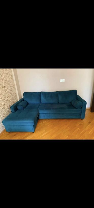 Künc divan – mavi rəng, L‑şəkilli - Müasir dizaynlı L‑şəkilli künc