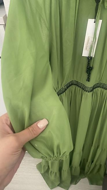 yun don: Zeytun-yaşıl rəngdə uzun don - Model: bohem/romantik stil, uzun — 3