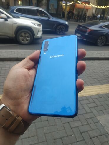 Kompüter, noutbuk və planşetlər: Samsung Galaxy A7 2018, 64 GB, rəng - Göy, Zəmanət, İki sim kartlı, Sənədlərlə
