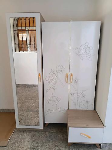 madeyra paltar dolabi: Uşaq otağı üçün şkaf dəsti - Dəst: 2 qapılı şkaf + uzun güzgülü bölmə — 1