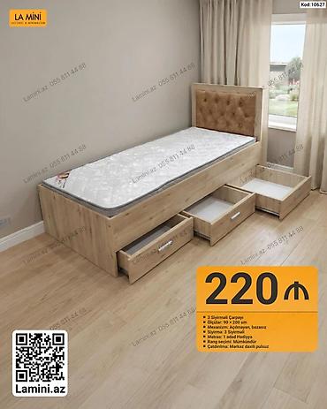 3 siyirməli tək çarpayı – kod: 10627 - Ölçü: 90×200 sm - Mexanizm lalafo.az -da 3 siyirməli tək çarpayı – kod: 10627 - Ölçü: 90×200 sm - Mexanizm