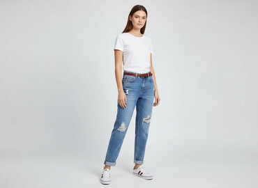 spodnie mom fit stylizacje: FB Sister, Jeansy damskie, rozmiar 2XS
