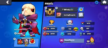 şexsi eşyalar: Salam Brawl Stars oyun hesabı - Profil adı: Windy - Kupa: 20 191