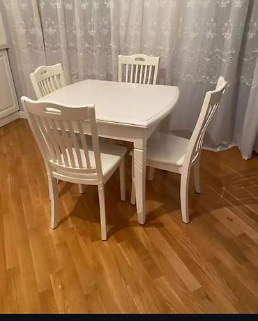 türk: Mətbəx üçün, İşlənmiş, Açılan, Kvadrat masa, 4 stul — 2