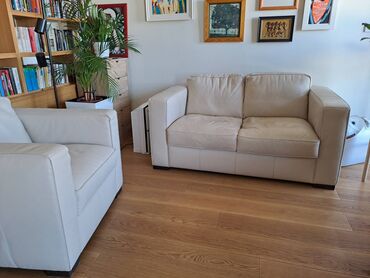 polovni namestaj iz uvoza vrsac: Two-seat sofas, Leather, color - Beige, Used