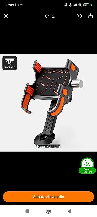 TOSUOD velosiped üçün telefon tutacağı - Material: alüminium