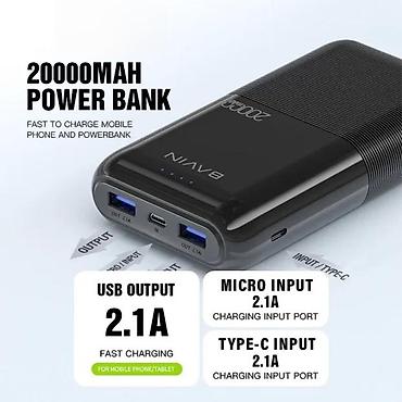 Eksterne baterije: Power bank 20.000 mAh – crni - Veliki kapacitet 20.000 mAh za — 5