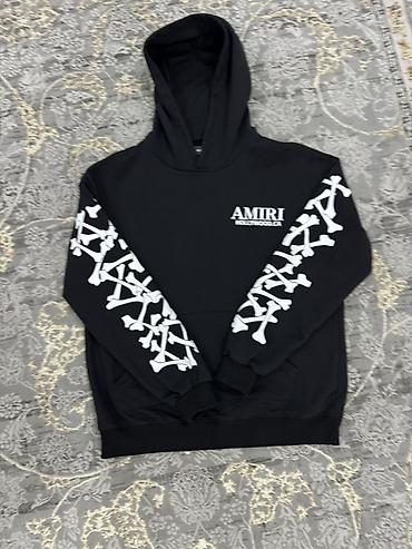 Толстовкалар: Толстовка худи AMIRI с капюшоном. - Цвет: черный - Принт: фирменные — 1