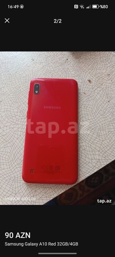 телефон fly cirrus 16: Samsung A10e, 64 GB, rəng - Qırmızı, Sensor