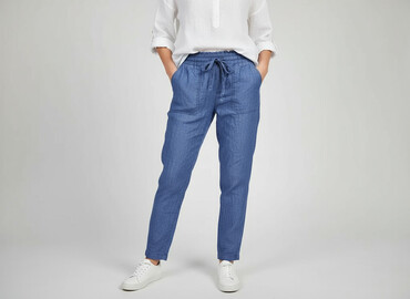 spodnie sizeer: Material trousers for women, size L (EU 40)