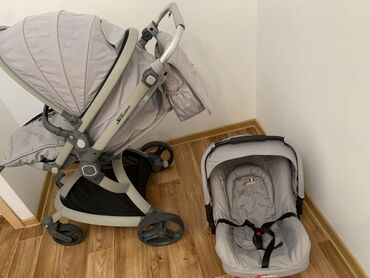 Коляски: Коляска, цвет - Серебристый, Б/у — 2