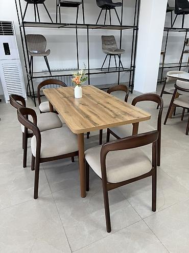 study table: Обеденная группа в современном сканди-стиле: стол + 6 стульев - Стол — 2