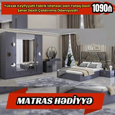 yataq otaq mebel: İkinəfərlik çarpayı, Dolab, Termo, 2 tumba, Azərbaycan, Yeni