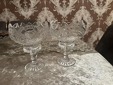 sufre modelleri: Şüşə şirniyyat qabları (2 ədəd dəst) - Material: qalın, şəffaf şüşə - — 1