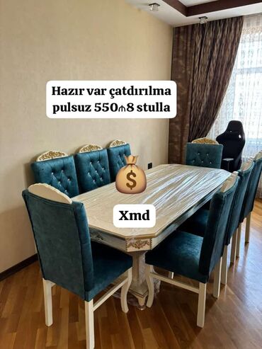 Mətbəx mebeli: Masa ve oturacaq rəng seçimi var