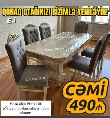 qonaq mebel dəstləri: *Masa dəsti / Stol Stul* *Masa 6stul 490Azn💥* *Masa 8stul 580Azn💥*