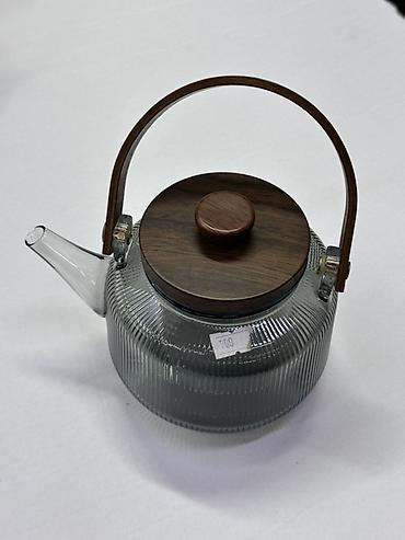 sultan chai: Стеклянный заварочный чайник с деревянной крышкой и ручкой - — 1