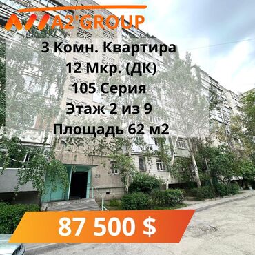 Продажа квартир: 3 комнаты, 62 м², 105 серия, 2 этаж, Евроремонт