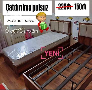 alaca mebel: Uşaq/yeni yetmə üçün tək nəfərlik çarpayı dəsti. - Ölçü: 90 sm x 2 m — 1