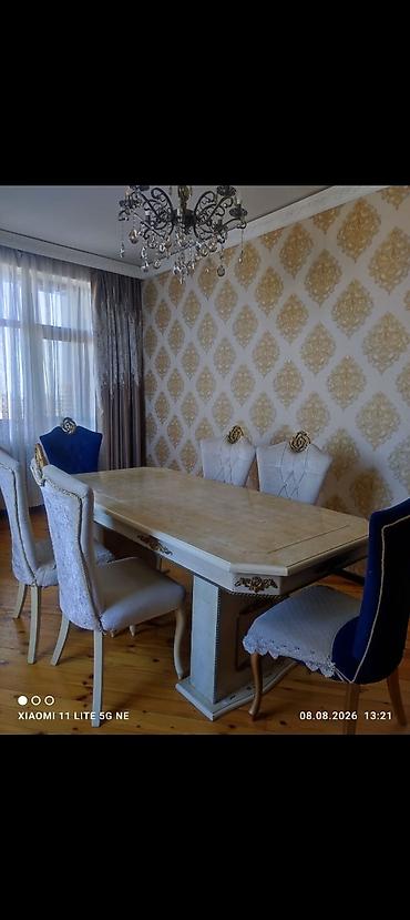 stullar lalafo: Qonaq otağı üçün, İşlənmiş, Dördbucaq masa, 6 stul — 3
