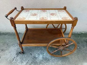 RS - Antique Drinks Carts: Stara drvena barska kolica za piće ✨ Odlično stanje 📸 Kao na slikama — 5