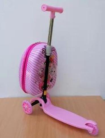 Trotineti, skejtbordovi i hoverbordovi: Dečiji trotinet sa integrisanim koferom u roze boji, idealan za — 25
