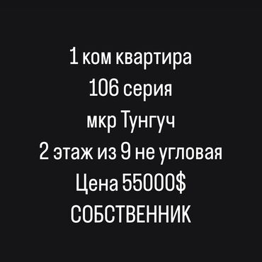 тунгуч 1 ком квартира: 1 бөлмө, 40 кв. м, 106-серия, 2 кабат