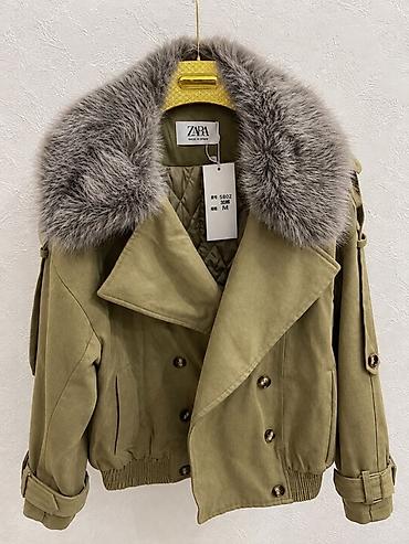 Сырт кийим: Куртка ZARA с крупным пушистым воротником - Модель: укороченная — 1