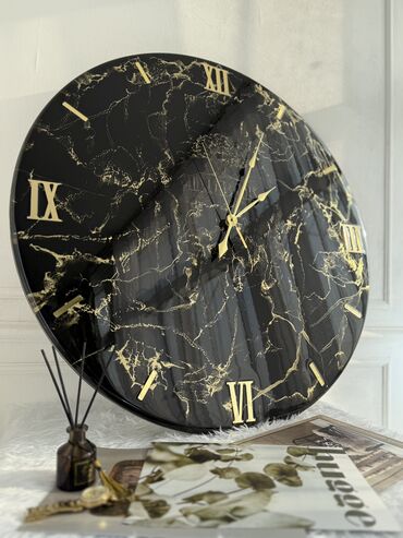 Часы для дома: Настенные часы ручной работы на заказ в стиле «черный мрамор» с — 17