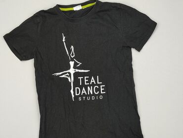 koszulka czarna: Koszulka, 11 lat, 140-146 cm, stan - Dobry