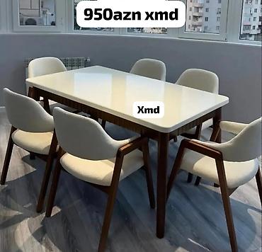 Yemək otağı üçün masa və 6 ədəd stul dəsti - Dəst: 1 masa + 6 stul -