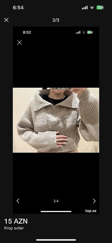 krop geyim: Sviter, Zara, S, M, rəng - Bej — 2
