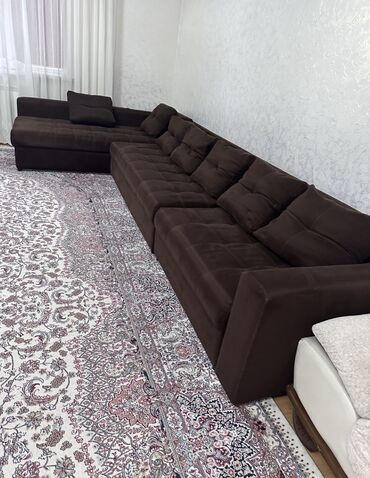 мебель для зала: Угловой диван, цвет - Коричневый, Б/у