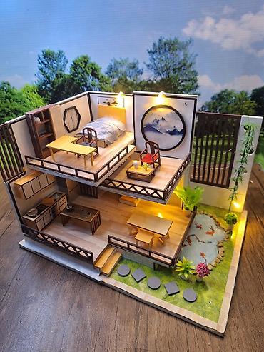 diorama: Maket ev dekorasiya – iki mərtəbəli Yapon üslubunda diorama 17x30x17 — 1