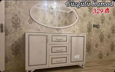 guzgu aləmi: Güzgülü kamod – 329 ₼ - Rəng: ağ, boz konturlu dekor - Komplekt: iri — 1