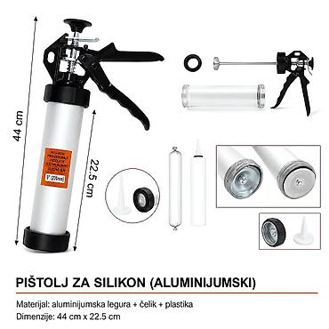Naslov: KMT Aluminijumska cev silikonska pištolj 9364548-A Opis