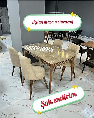 kreslo kravat: Mətbəx üçün, Yeni, Açılan, Dördbucaq masa, 4 stul — 4