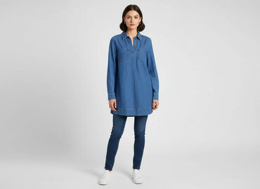 jeans mom slim fit stradivarius: Туніка жіноча, розмір M