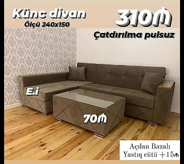 kunç divan: Künc divan, Qonaq otağı üçün, Bazalı, Açılan — 6