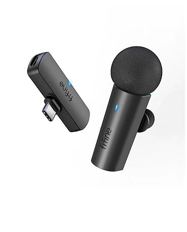 usb mikrofonlar: Fifine simsiz lavalier mikrofon sistemi – USB-C qəbuledicili - — 1
