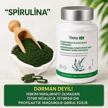 spirulina: Tiens Spirulina kapsulları Məhsul təsviri: - Tərkib: Spirulina — 1