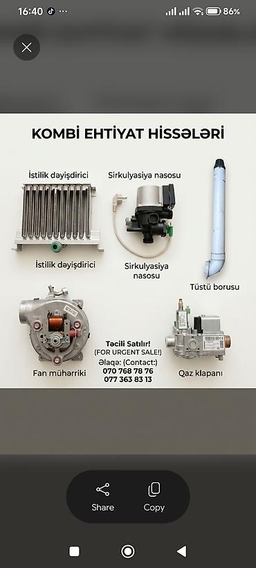 Kombi ehtiyat hissələri satılır – müxtəlif modellərə uyğun
