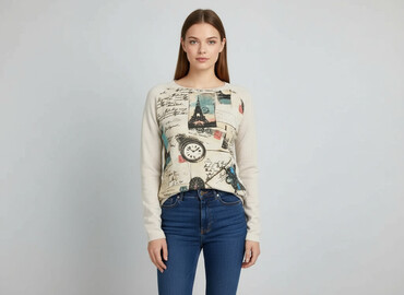 klapki w krowy: Women`s sweater, size S