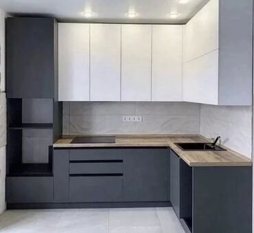 Sifarişlə mətbəx mebeli: Sifarişlə mətbəx dəsti, Özü çəkən petlələr, Sadə laminat, Kredit var, Rayonlara çatdırılma, Pulsuz çatdırılma — 9