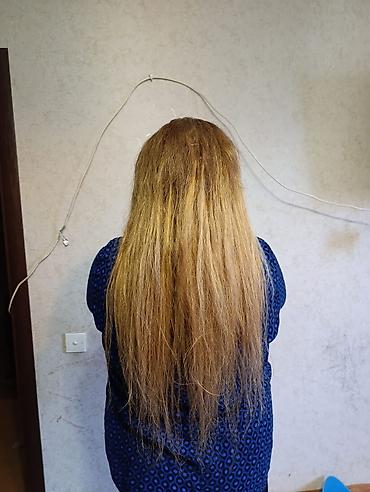 Gözəllik və sağlamlıq: Təbii insan saçları – sarı/şabalıd tonlarında, uzun, düz. - Material — 3