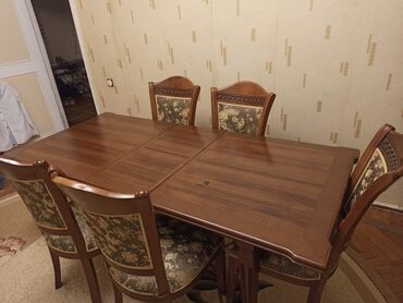 aci badam: Qonaq otağı üçün, İşlənmiş, Kvadrat masa, 6 stul