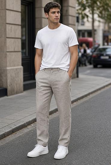 Шымдар: Мужские лён брюки-чино Climber by Cuno - Модель: Chino Relaxed Fit — 1