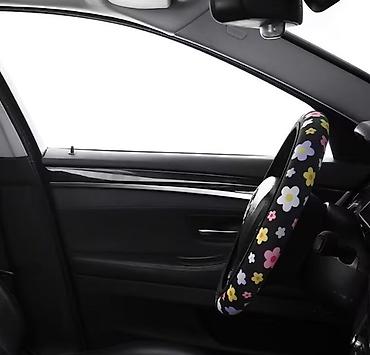 Car Parts: Navlaka za volan – cvetni dezen - Dizajn: crna podloga sa šarenim — 6